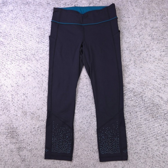 lululemon athletica Pants - Lululemon Leggings Womens Size 6 Running Tight Stuff II Black Teal Training GUC